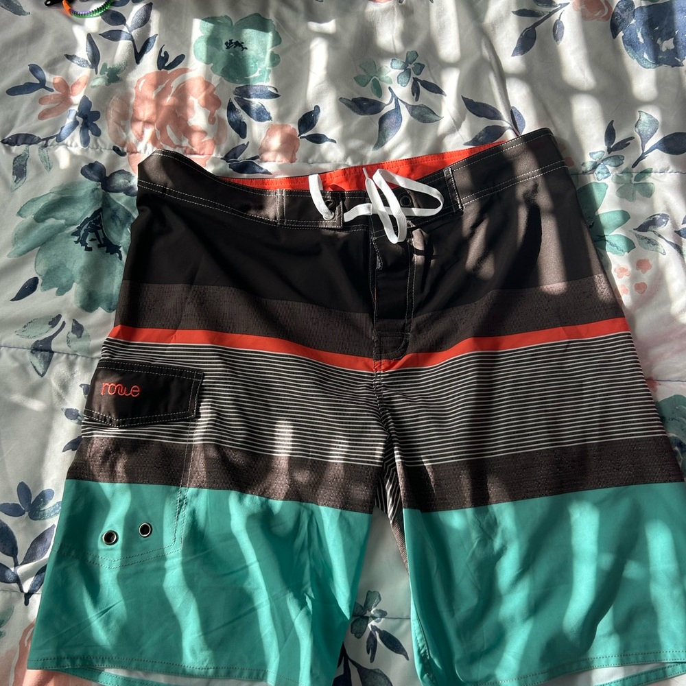 Black and Red Board Shorts with Sporty Design